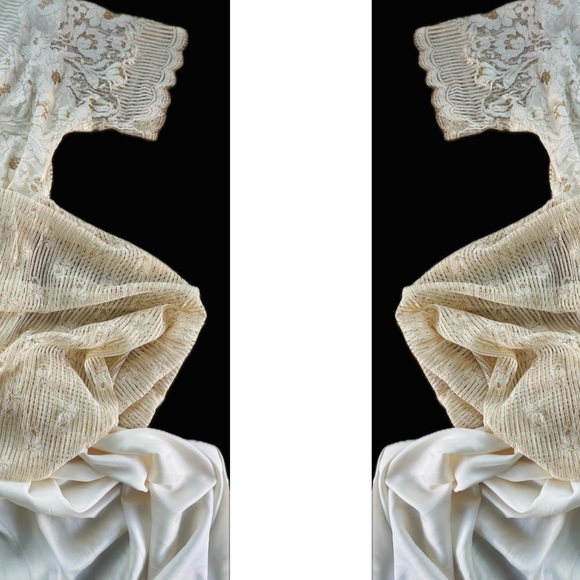 ISABELLE GERHART HOUSTON | 14 | BECKY BISOULIS Ivory Gold Lace Vtg Wedding Dress - Picture 7 of 16